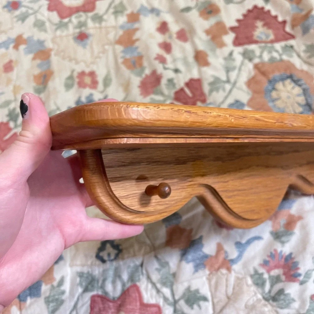 Vtg Wooden Wall Display Shelf Cottage Farmhouse Trinket 16